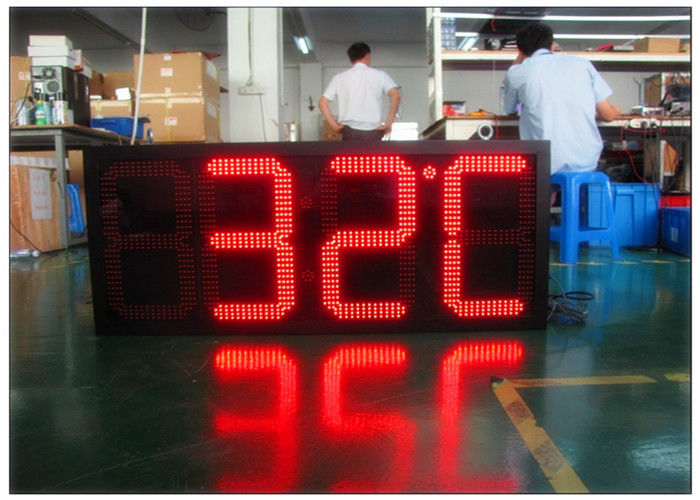 Digital Clock Remote Tri Color Gas Station LED Signs Ultra Thin High Brightness