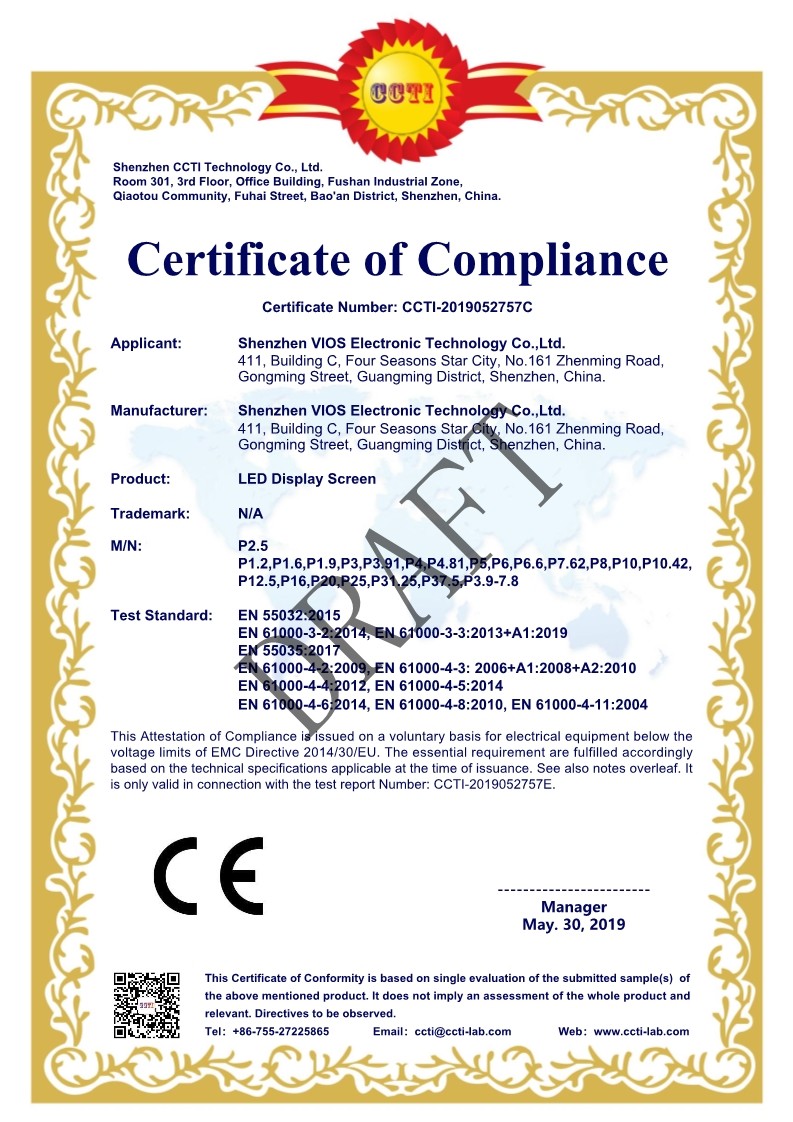 Çin Shenzhen Vios Electronic Technology Co., Ltd Sertifikalar